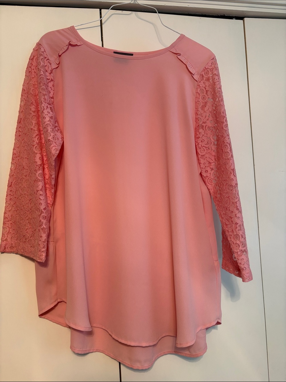 Van Heusen Pink Lace-Sleeve Tunic Top
